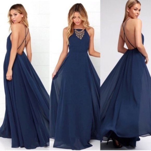 Lulus Mythical Kind of Love Navy Blue Maxi Dress - Picture 1 of 4